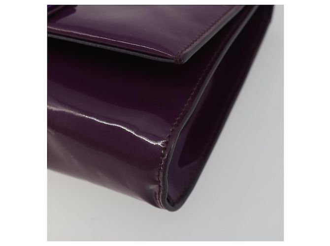 Borsa Vala Chain in pelle verniciata viola e oro Auth ARZ899 di Salvatore Ferragamo - vista 11