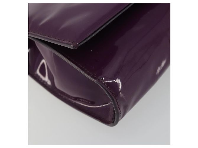 Borsa Vala Chain in pelle verniciata viola e oro Auth ARZ899 di Salvatore Ferragamo - vista 12