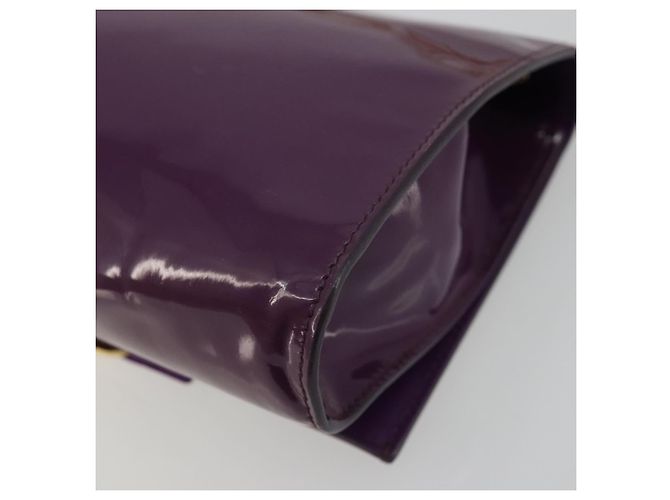 Borsa Vala Chain in pelle verniciata viola e oro Auth ARZ899 di Salvatore Ferragamo - vista 13