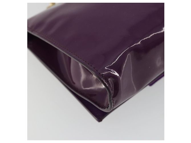 Borsa Vala Chain in pelle verniciata viola e oro Auth ARZ899 di Salvatore Ferragamo - vista 14