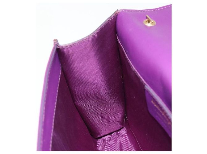 Borsa Vala Chain in pelle verniciata viola e oro Auth ARZ899 di Salvatore Ferragamo - vista 20