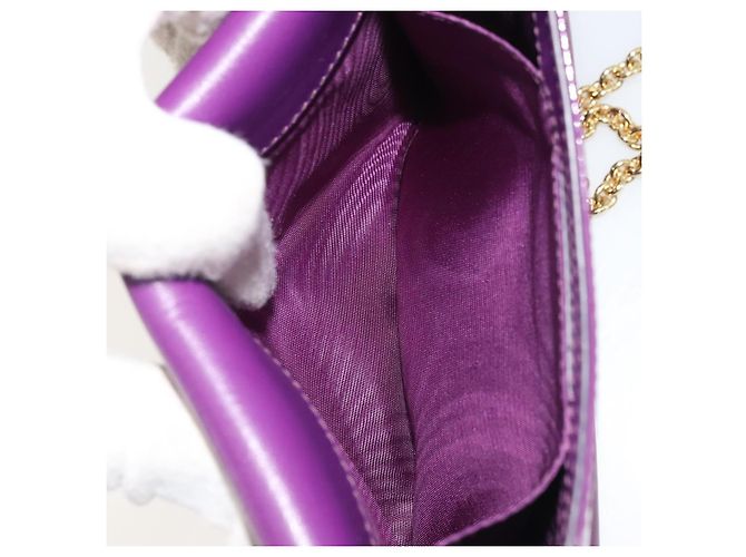 Borsa Vala Chain in pelle verniciata viola e oro Auth ARZ899 di Salvatore Ferragamo - vista 21