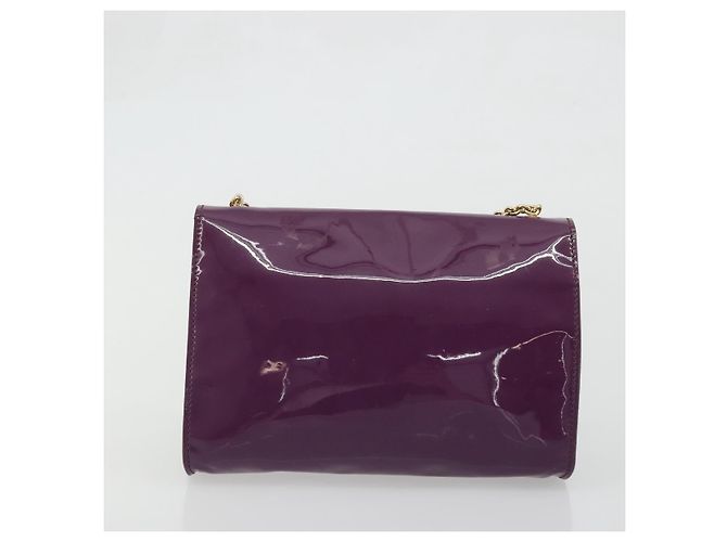 Borsa Vala Chain in pelle verniciata viola e oro Auth ARZ899 di Salvatore Ferragamo - vista 4