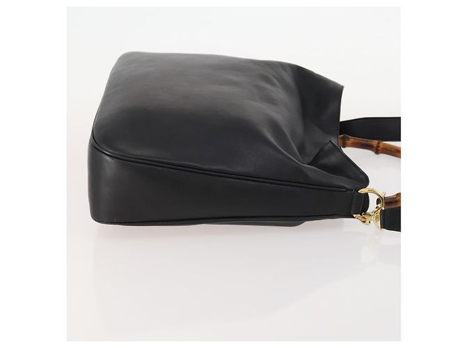 Borsa a mano in pelle Gucci Bamboo 2 in 1 Nero Oro Auth 169781 D'oro - vista 4