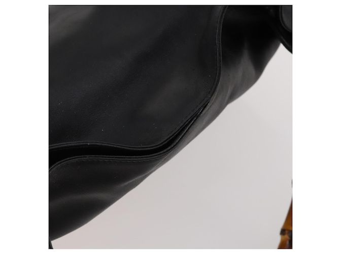 Borsa a mano in pelle Gucci Bamboo 2 in 1 Nero Oro Auth 169781 D'oro - vista 6