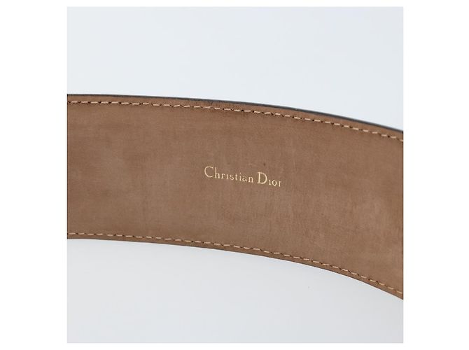 Cinturón de cuero Christian Dior 29,5"" Marino Oro Auth 162585 Dorado Azul marino - vista 12