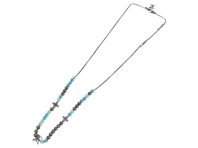 COLLAR LV BEADS LOUIS VUITTON de metal Turquesa Azul M00313 Auth BAZ738M - vista 11
