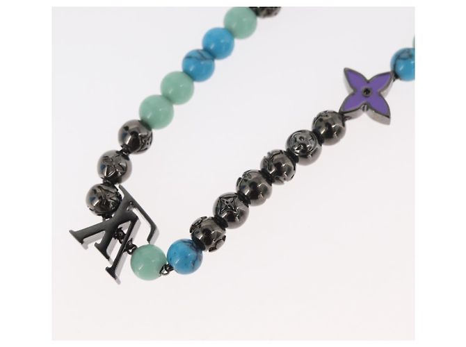 COLLAR LV BEADS LOUIS VUITTON de metal Turquesa Azul M00313 Auth BAZ738M - vista 13