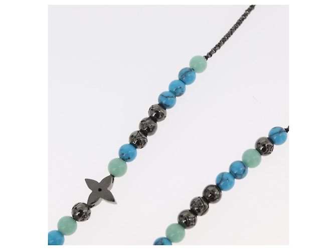 COLLAR LV BEADS LOUIS VUITTON de metal Turquesa Azul M00313 Auth BAZ738M - vista 14