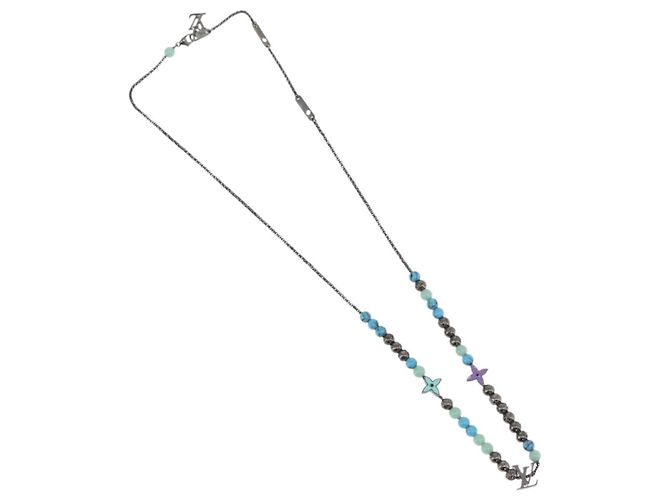 COLLAR LV BEADS LOUIS VUITTON de metal Turquesa Azul M00313 Auth BAZ738M - vista 2