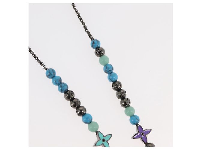 COLLAR LV BEADS LOUIS VUITTON de metal Turquesa Azul M00313 Auth BAZ738M - vista 5