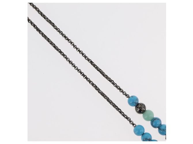 COLLAR LV BEADS LOUIS VUITTON de metal Turquesa Azul M00313 Auth BAZ738M - vista 6
