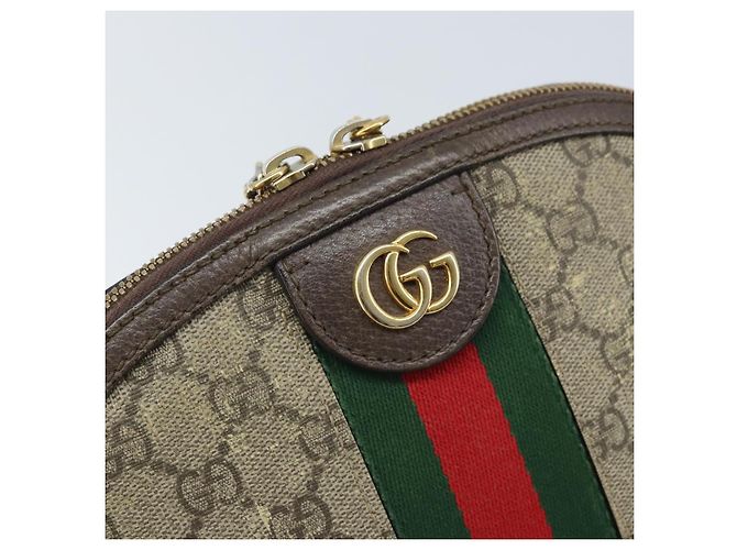 Borsa a Spalla Gucci GG Supreme Web Sherry Line PVC Beige Oro 499621 Auth BA11752 D'oro - vista 14