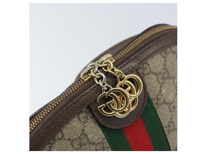 Borsa a Spalla Gucci GG Supreme Web Sherry Line PVC Beige Oro 499621 Auth BA11752 D'oro - vista 15
