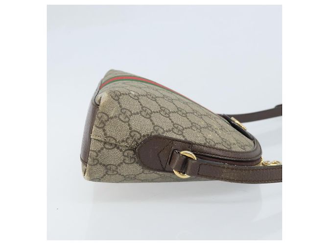 Borsa a Spalla Gucci GG Supreme Web Sherry Line PVC Beige Oro 499621 Auth BA11752 D'oro - vista 4