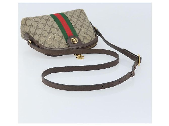 Borsa a Spalla Gucci GG Supreme Web Sherry Line PVC Beige Oro 499621 Auth BA11752 D'oro - vista 7