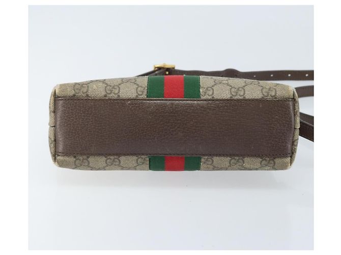 Borsa a Spalla Gucci GG Supreme Web Sherry Line PVC Beige Oro 499621 Auth BA11752 D'oro - vista 9
