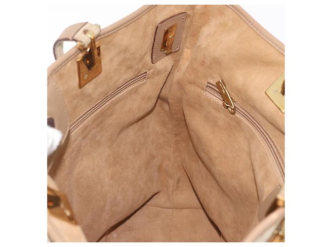Borsa Tote Salvatore Ferragamo in nylon beige oro Auth BAZ714A D'oro - vista 18