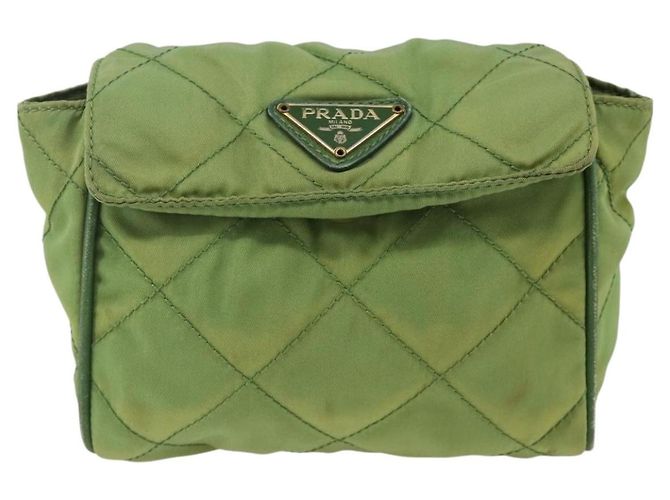 PRADA Borsa a Spalla con Catena Nylon Verde Oro Auth bs34264 D'oro - vista 13