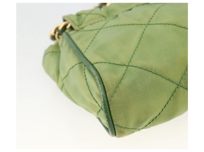 PRADA Borsa a Spalla con Catena Nylon Verde Oro Auth bs34264 D'oro - vista 16