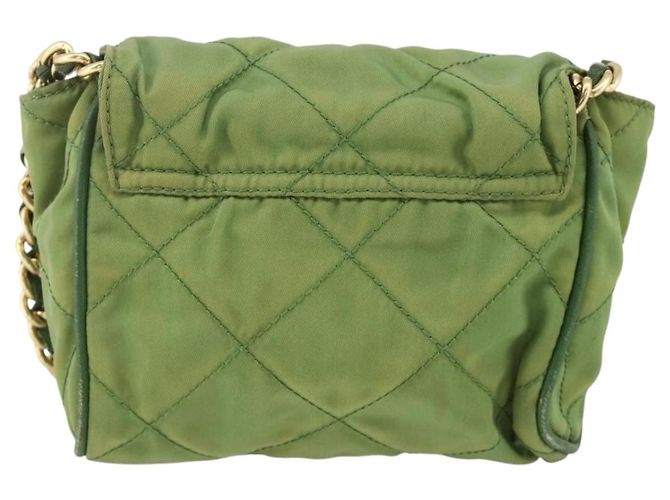 PRADA Borsa a Spalla con Catena Nylon Verde Oro Auth bs34264 D'oro - vista 2