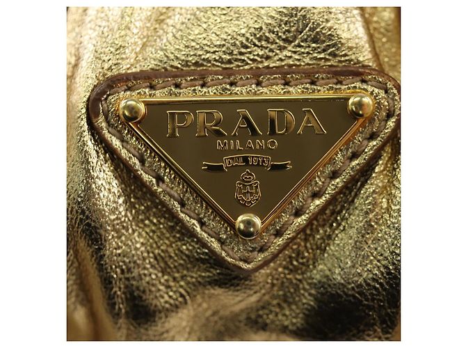 Borsa a spalla PRADA in pelliccia beige oro Auth BAZ731SM D'oro - vista 20