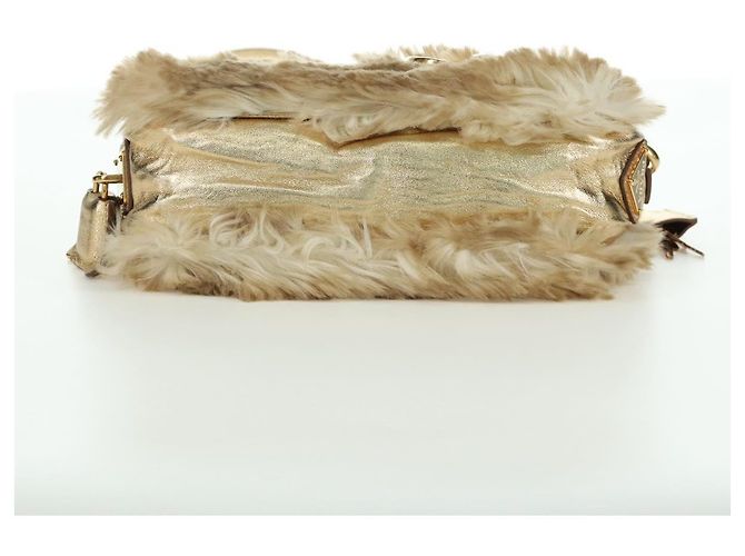 Borsa a spalla PRADA in pelliccia beige oro Auth BAZ731SM D'oro - vista 5