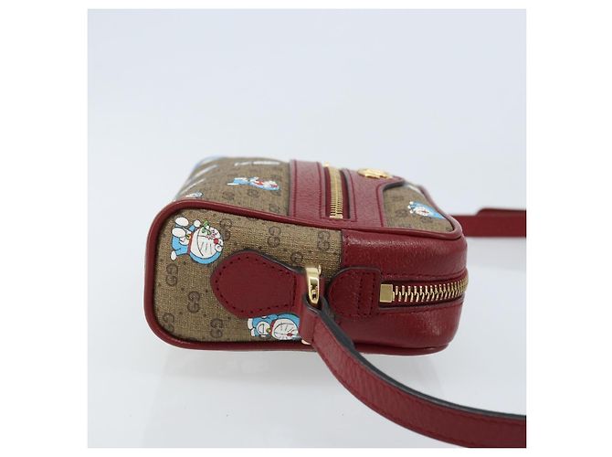 Gucci Borsa Doraemon Micro GG Supreme in PVC beige e oro 647784 Auth ka3475SAM D'oro - vista 4