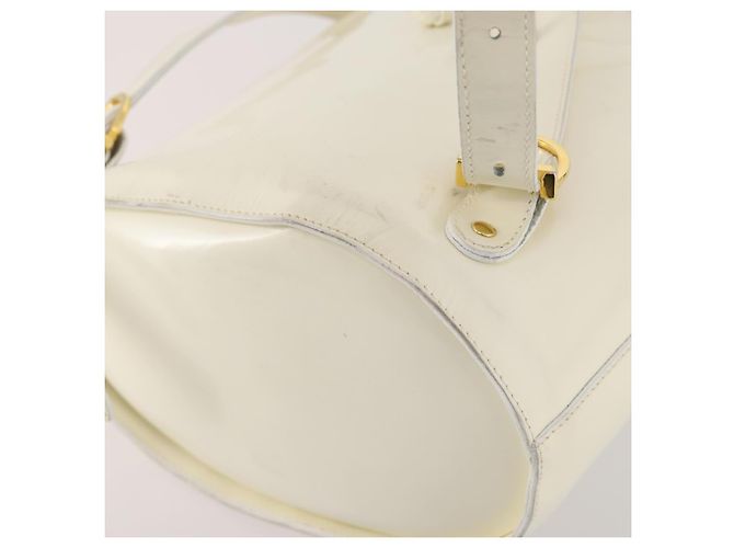 Salvatore Ferragamo Rucksack Lackleder Weiß Gold Auth 173783 Golden - Ansicht 14