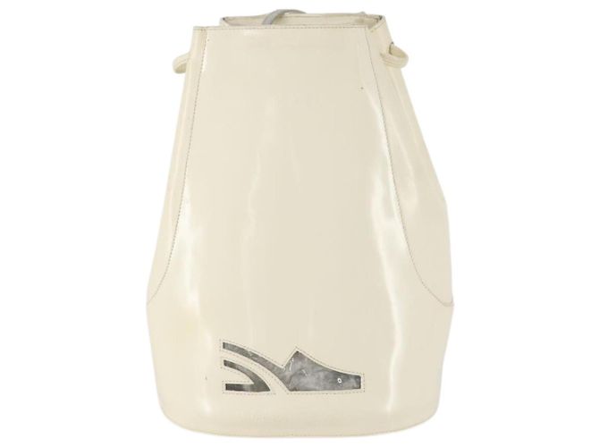 Salvatore Ferragamo Rucksack Lackleder Weiß Gold Auth 173783 Golden - Ansicht 2