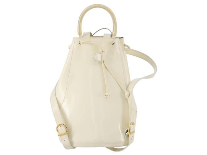 Salvatore Ferragamo Rucksack Lackleder Weiß Gold Auth 173783 Golden - Ansicht 3