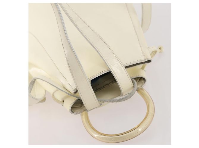 Salvatore Ferragamo Rucksack Lackleder Weiß Gold Auth 173783 Golden - Ansicht 6