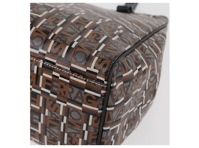 Borsa Tote Salvatore Ferragamo PVC Marrone Auth BA11865 - vista 13