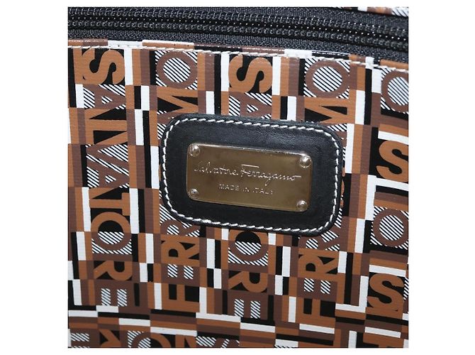 Borsa Tote Salvatore Ferragamo PVC Marrone Auth BA11865 - vista 14