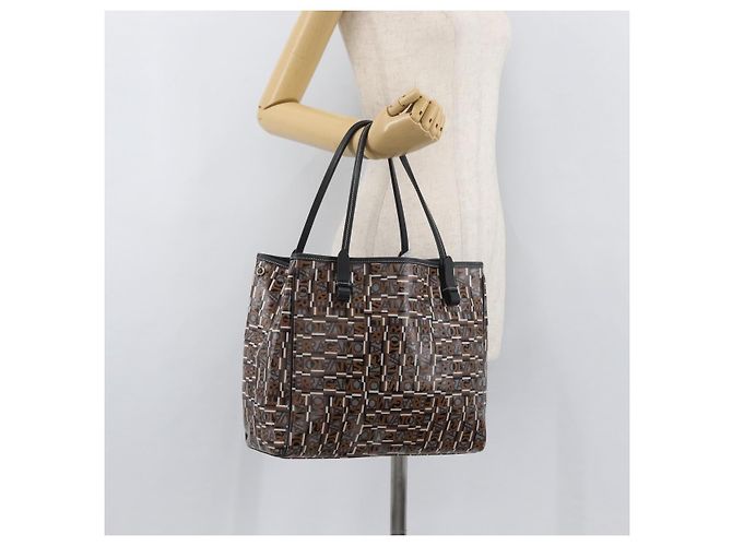 Borsa Tote Salvatore Ferragamo PVC Marrone Auth BA11865 - vista 21