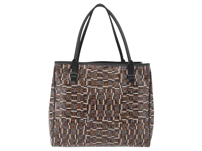 Borsa Tote Salvatore Ferragamo PVC Marrone Auth BA11865 - vista 3
