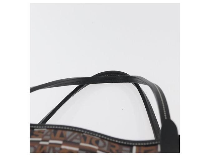 Borsa Tote Salvatore Ferragamo PVC Marrone Auth BA11865 - vista 8