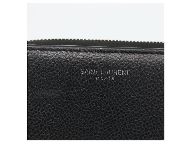 Portafoglio Bifold in Pelle Nera Argento Auth bs34223 SAINT LAURENT Nero - vista 13