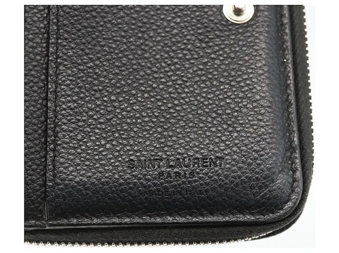 Portafoglio Bifold in Pelle Nera Argento Auth bs34223 SAINT LAURENT Nero - vista 14
