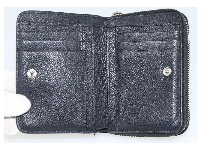 Portafoglio Bifold in Pelle Nera Argento Auth bs34223 SAINT LAURENT Nero - vista 15