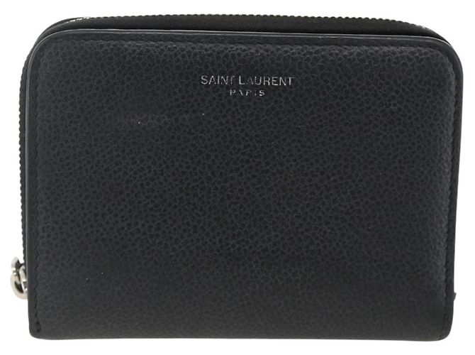 Portafoglio Bifold in Pelle Nera Argento Auth bs34223 SAINT LAURENT Nero - vista 2
