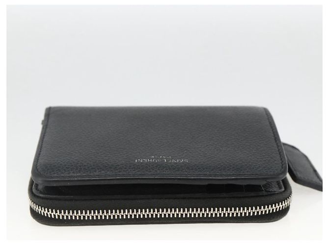 Portafoglio Bifold in Pelle Nera Argento Auth bs34223 SAINT LAURENT Nero - vista 6