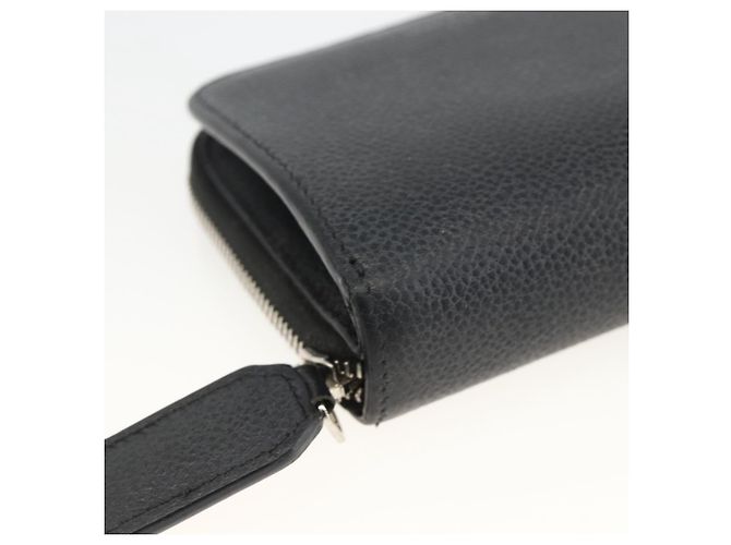 Portafoglio Bifold in Pelle Nera Argento Auth bs34223 SAINT LAURENT Nero - vista 9