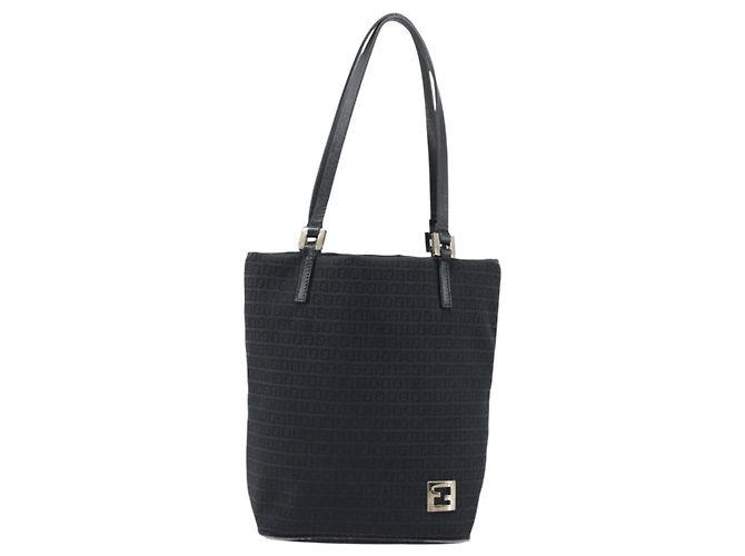 FENDI Zucchino Canvas Tote Bag Schwarz Silber Auth mr2209 - Ansicht 13