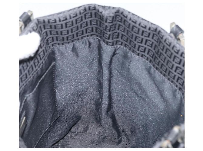 FENDI Zucchino Canvas Tote Bag Schwarz Silber Auth mr2209 - Ansicht 18