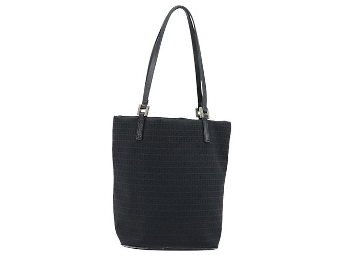 FENDI Zucchino Canvas Tote Bag Schwarz Silber Auth mr2209 - Ansicht 2