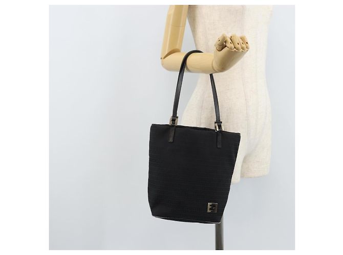 FENDI Zucchino Canvas Tote Bag Schwarz Silber Auth mr2209 - Ansicht 21