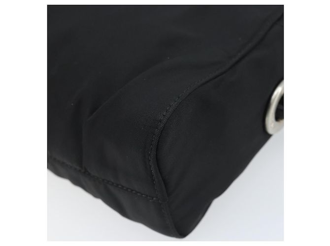 Borsa a spalla con catena Prada in nylon nero e oro Auth SW2325A D'oro - vista 14