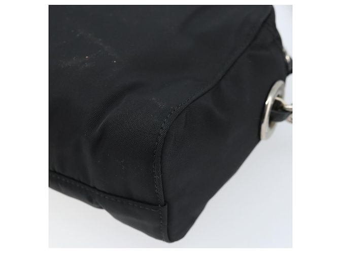 Borsa a spalla con catena Prada in nylon nero e oro Auth SW2325A D'oro - vista 16