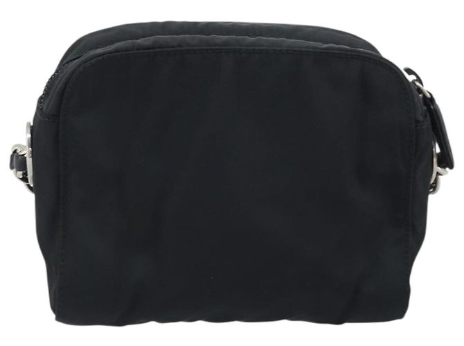 Borsa a spalla con catena Prada in nylon nero e oro Auth SW2325A D'oro - vista 2